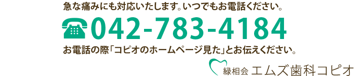 エムズ歯科コピオに電話で予約を入れる